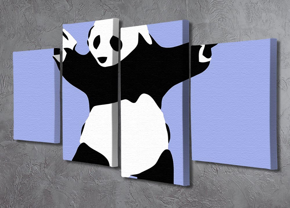 Banksy Panda Blue 4 Split Panel Canvas - Canvas Art Rocks - 2