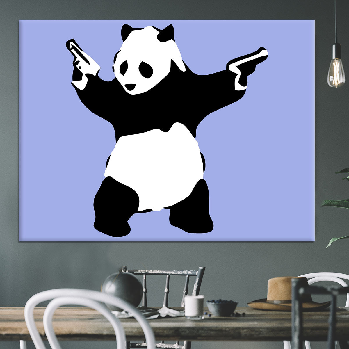 Banksy Panda Blue Canvas Print or Poster - Canvas Art Rocks - 3