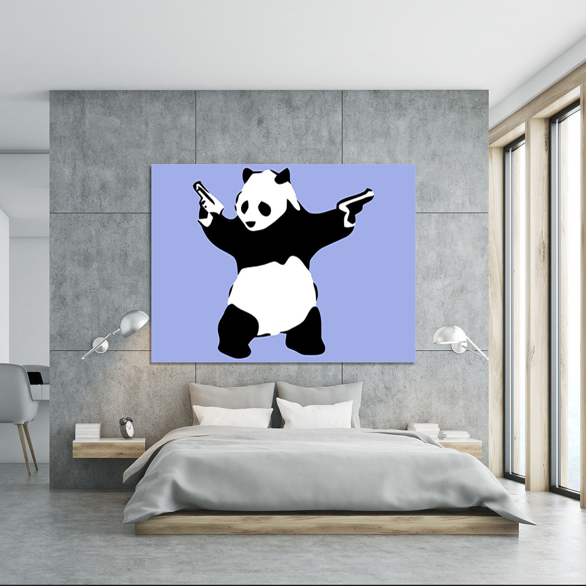 Banksy Panda Blue Canvas Print or Poster - Canvas Art Rocks - 5