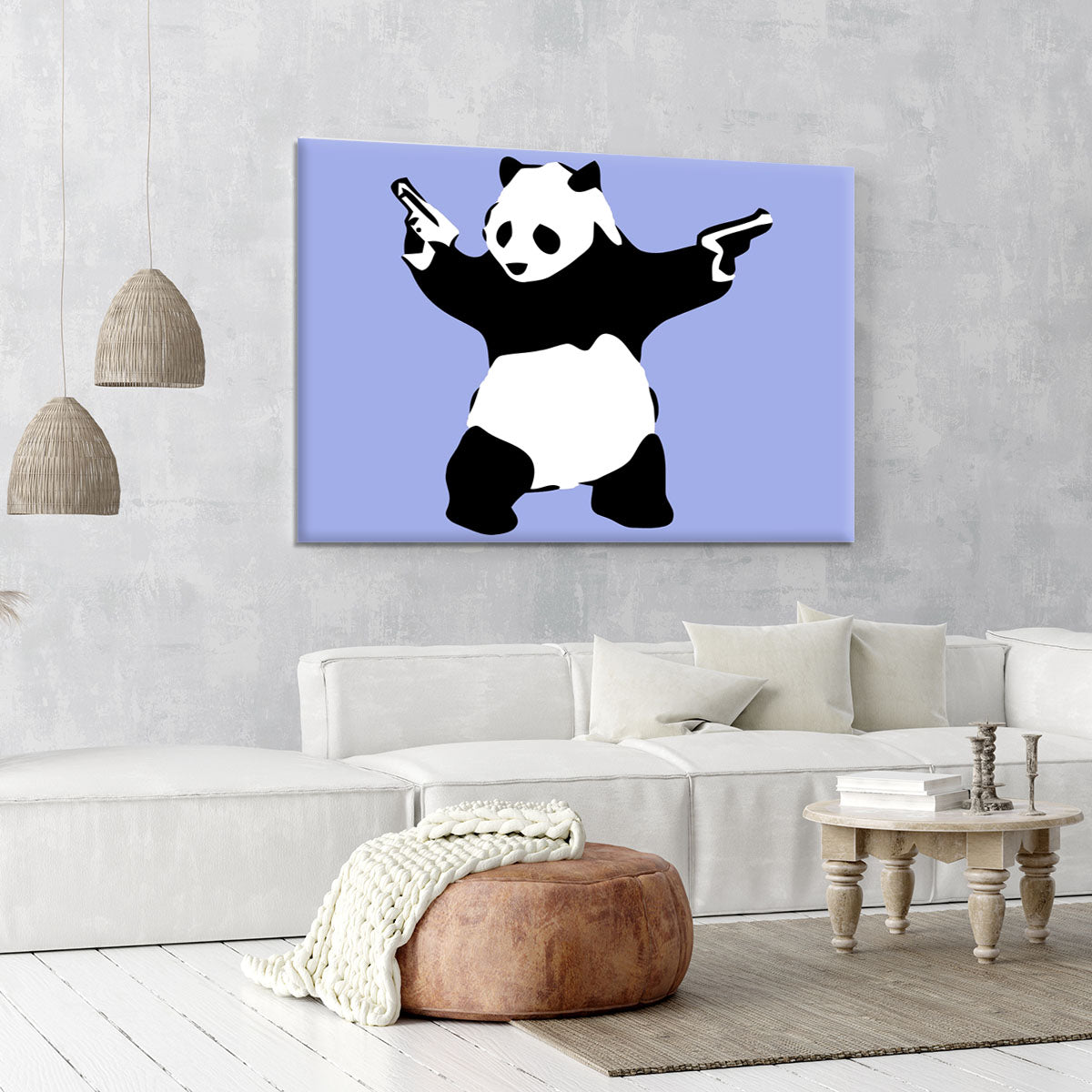 Banksy Panda Blue Canvas Print or Poster - Canvas Art Rocks - 6