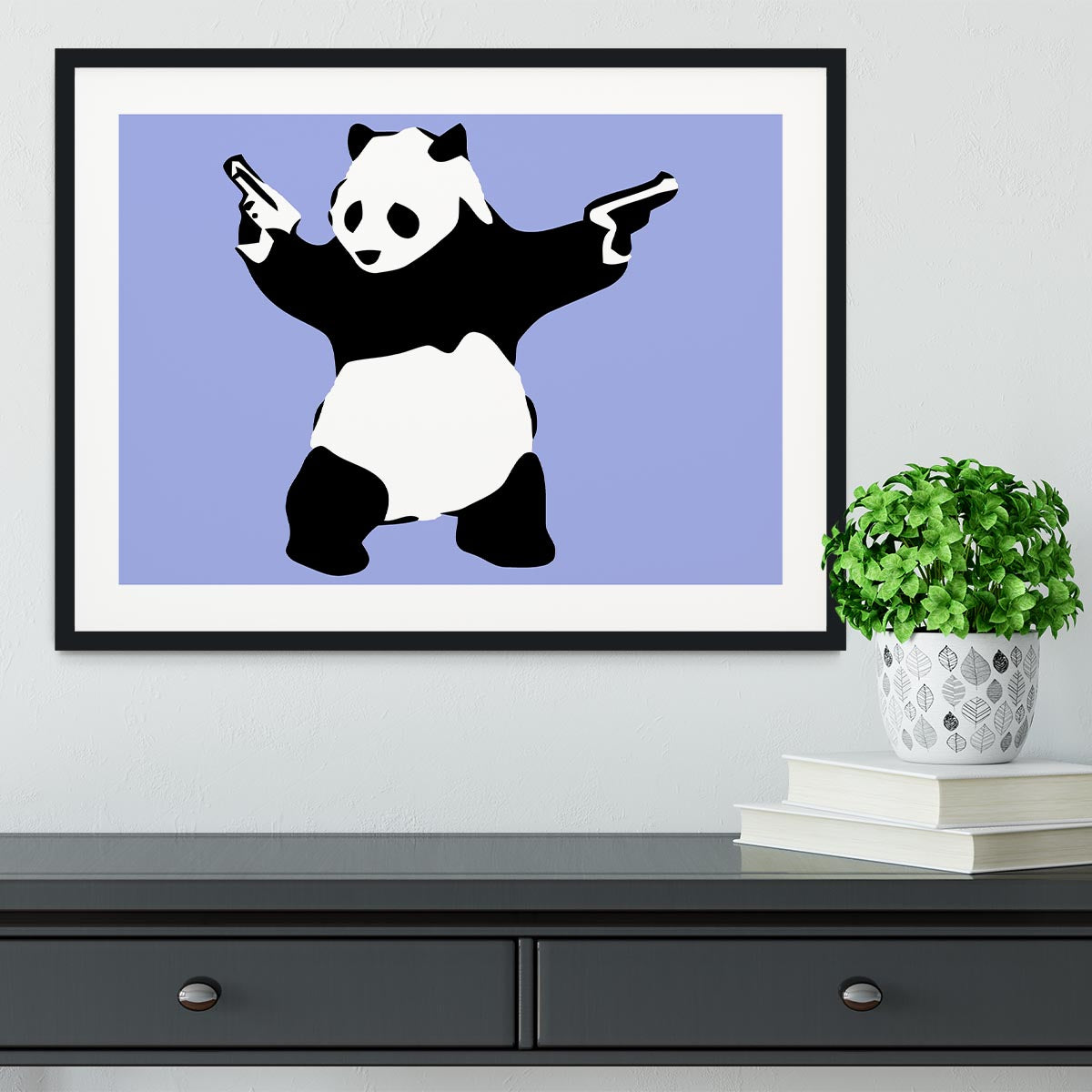 Banksy Panda Blue Framed Print - Canvas Art Rocks - 1