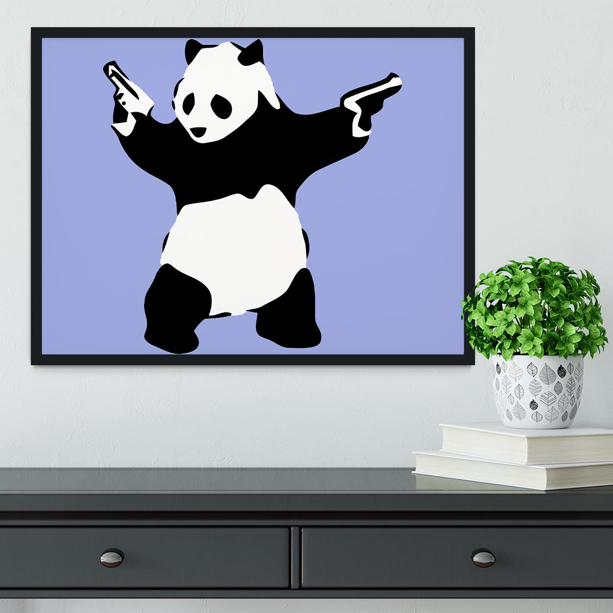 Banksy Panda Blue Framed Print - Canvas Art Rocks - 2
