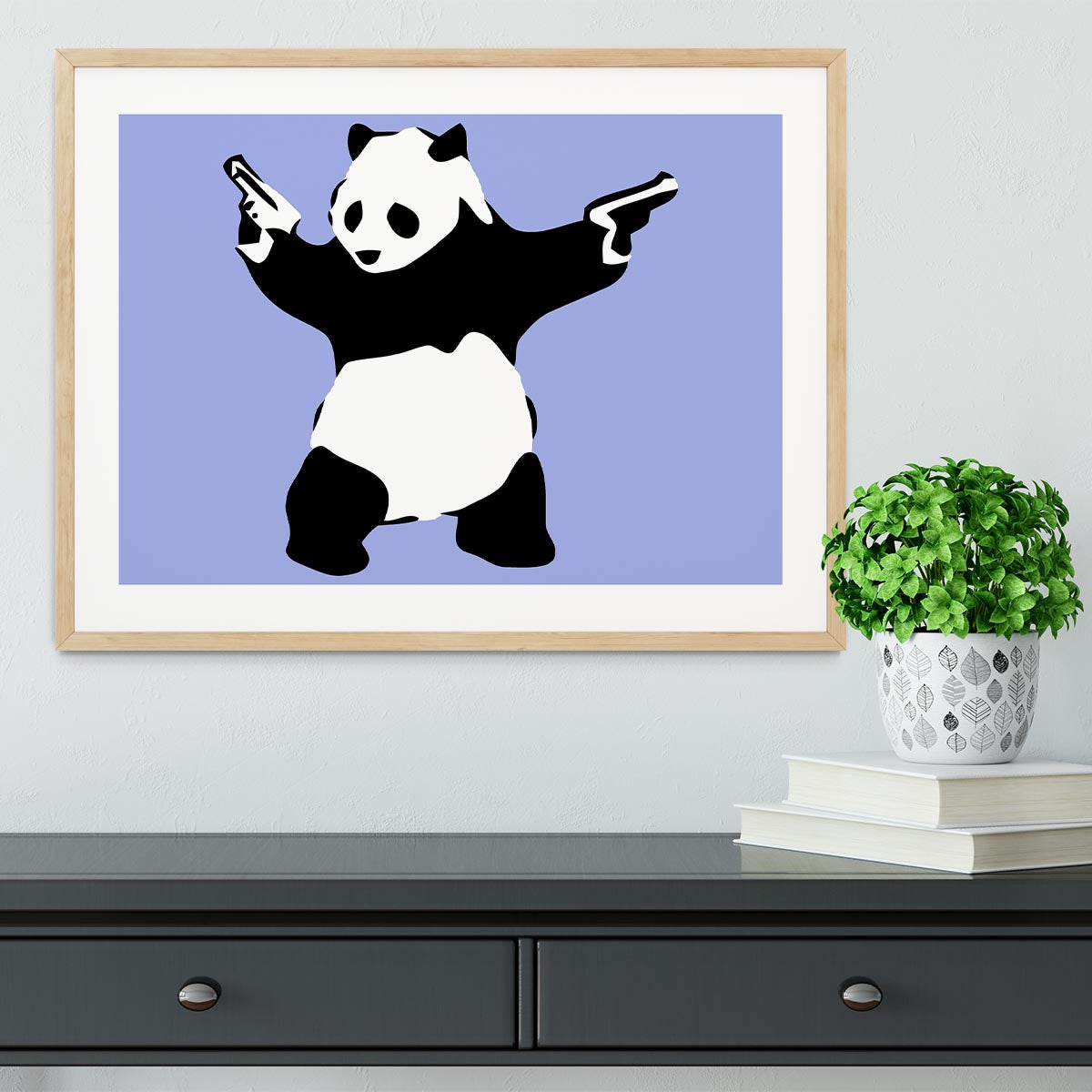 Banksy Panda Blue Framed Print - Canvas Art Rocks - 3