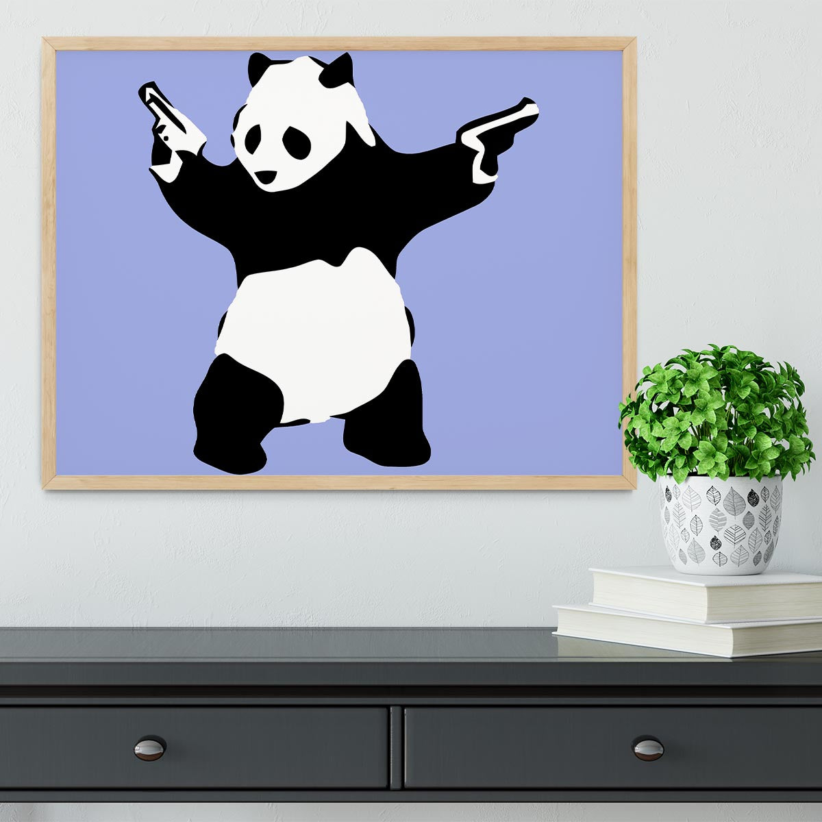 Banksy Panda Blue Framed Print - Canvas Art Rocks - 4