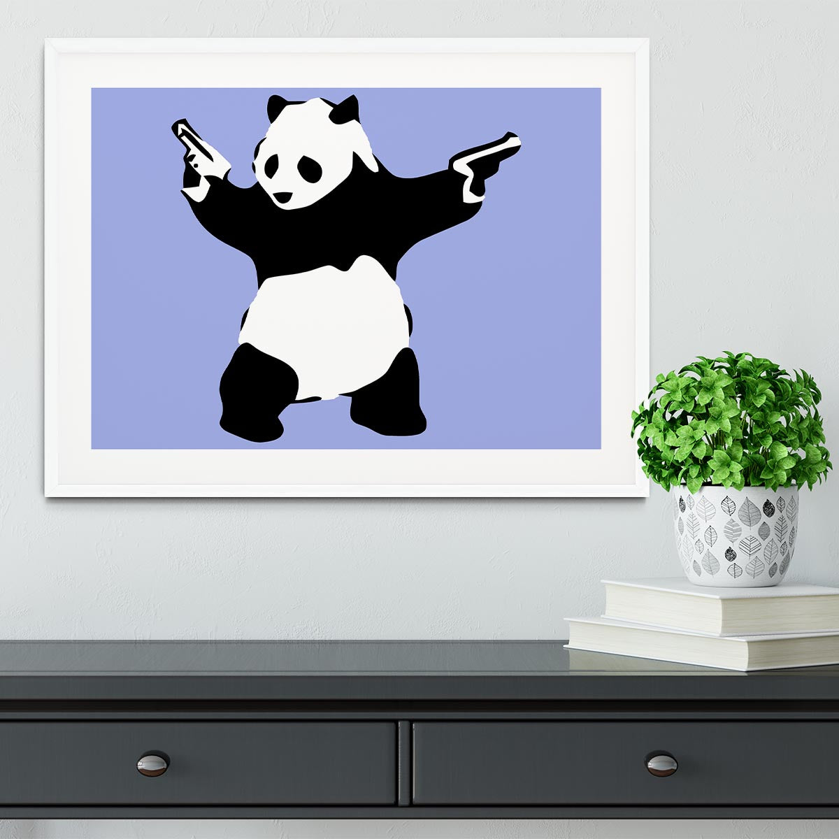 Banksy Panda Blue Framed Print - Canvas Art Rocks - 5