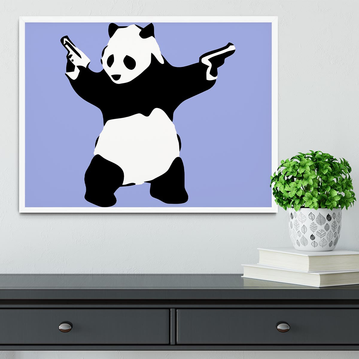 Banksy Panda Blue Framed Print - Canvas Art Rocks -6
