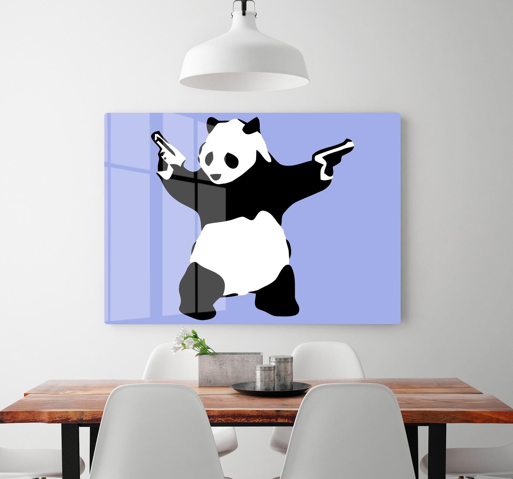 Banksy Panda Blue Acrylic Block - Canvas Art Rocks - 2