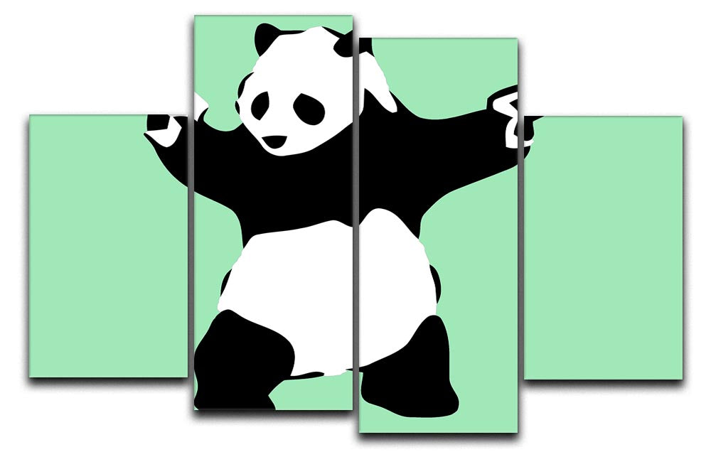 Banksy Panda Green 4 Split Panel Canvas - Canvas Art Rocks - 1
