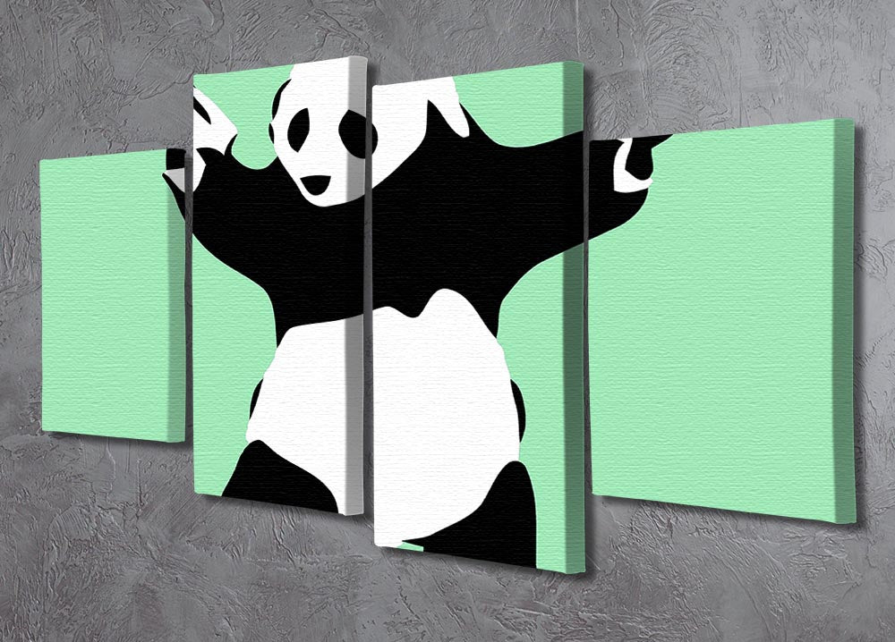 Banksy Panda Green 4 Split Panel Canvas - Canvas Art Rocks - 2