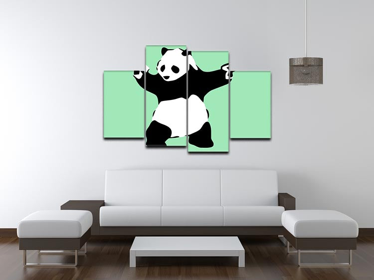 Banksy Panda Green 4 Split Panel Canvas - Canvas Art Rocks - 3