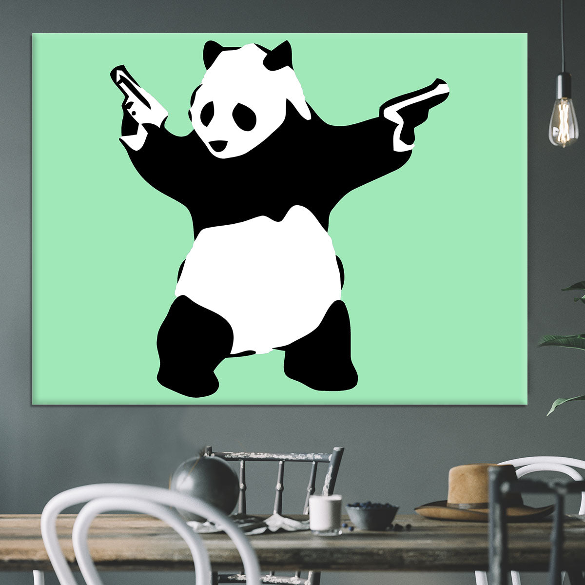 Banksy Panda Green Canvas Print or Poster - Canvas Art Rocks - 3