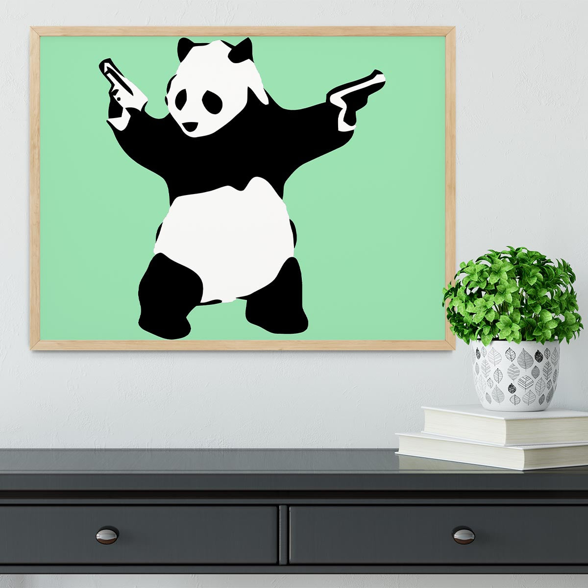 Banksy Panda Green Framed Print - Canvas Art Rocks - 4