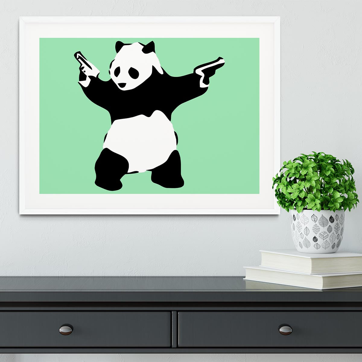 Banksy Panda Green Framed Print - Canvas Art Rocks - 5