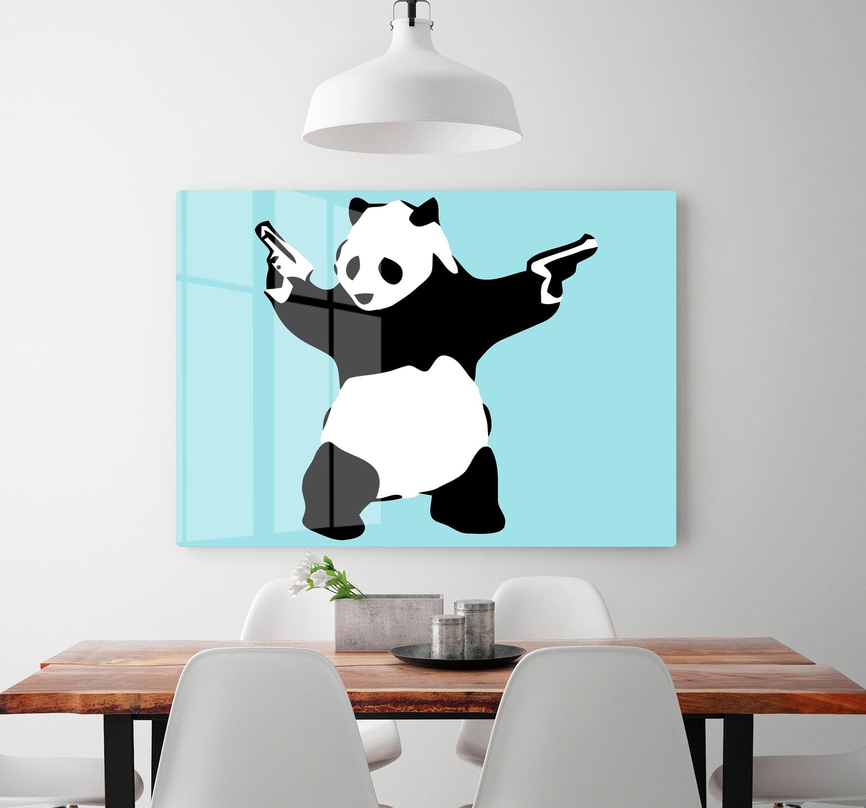 Banksy Panda Light Blue Acrylic Block - Canvas Art Rocks - 2