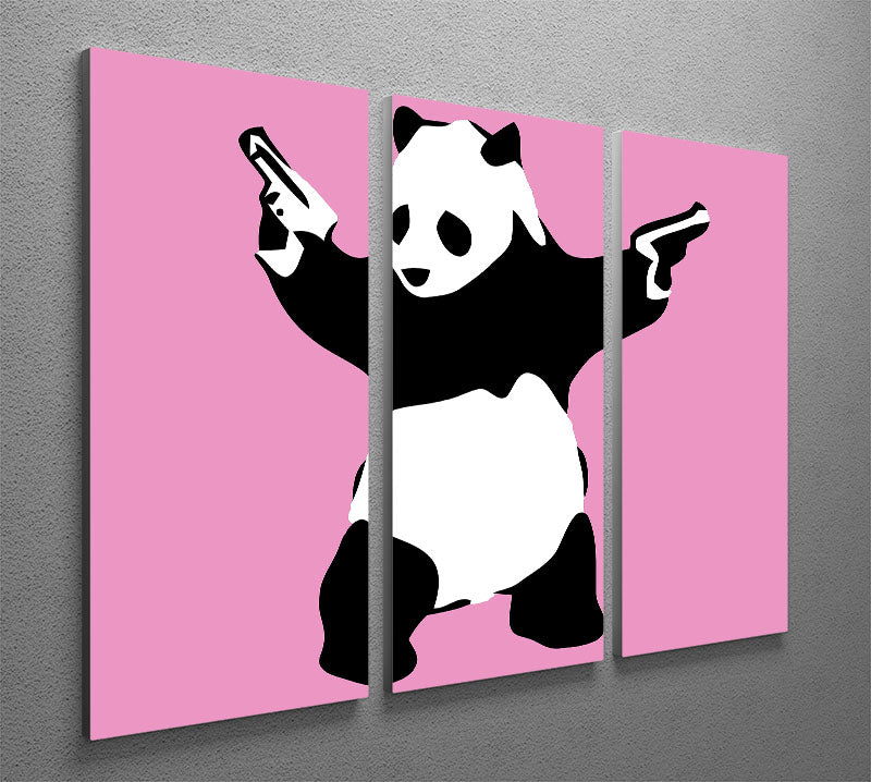 Banksy Panda Pink 3 Split Panel Canvas Print - Canvas Art Rocks - 2