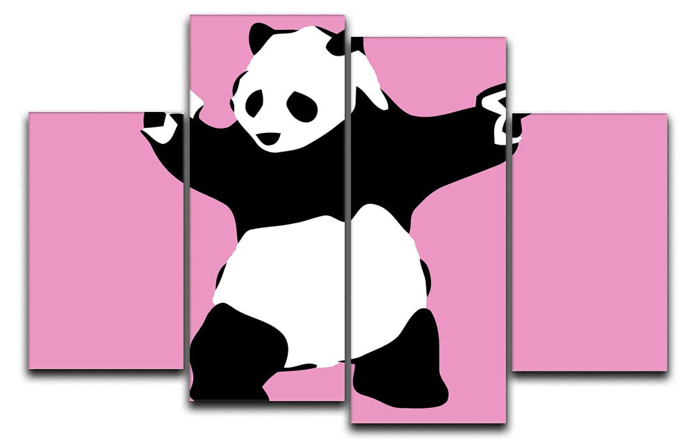 Banksy Panda Pink 4 Split Panel Canvas - Canvas Art Rocks - 1