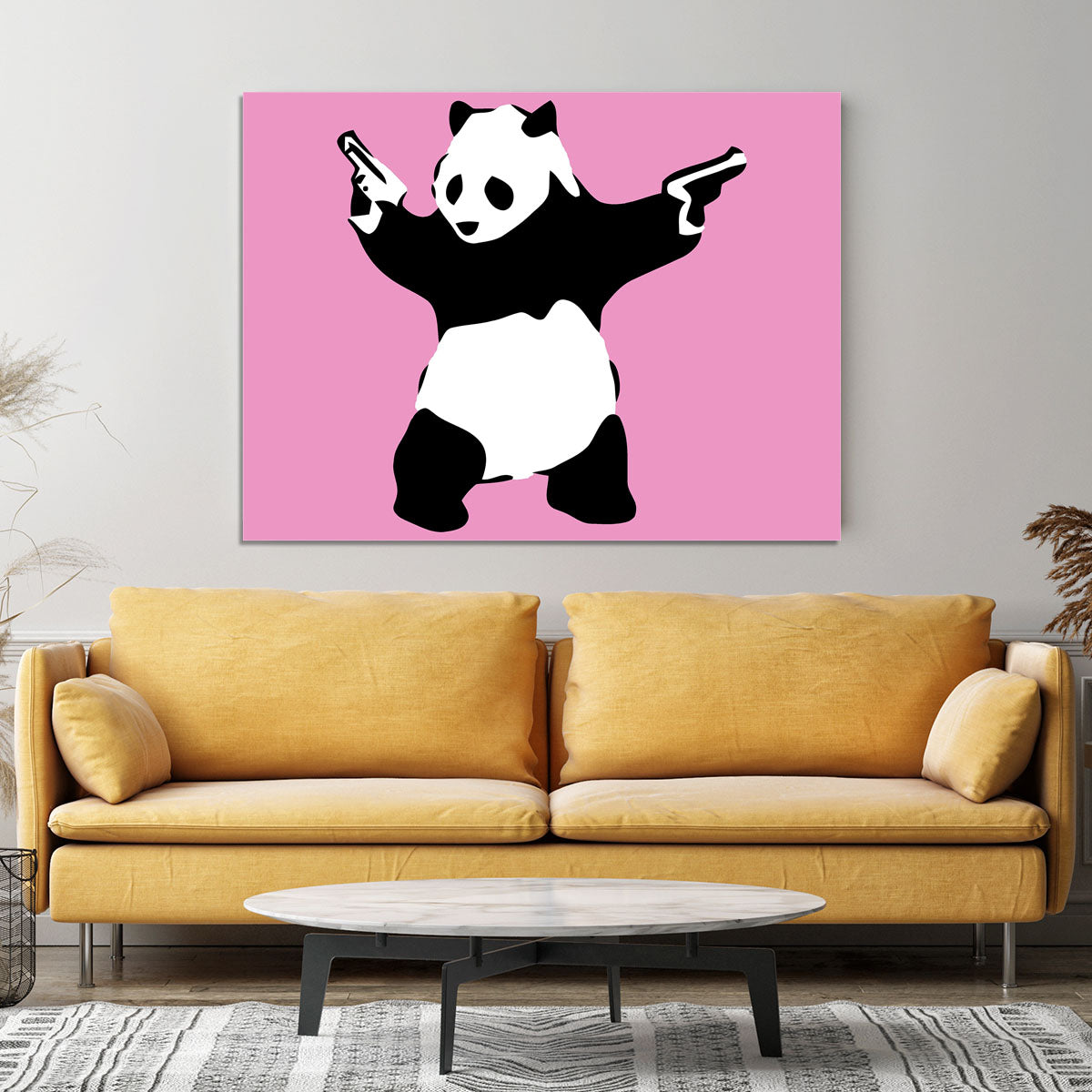 Banksy Panda Pink Canvas Print or Poster - Canvas Art Rocks - 4