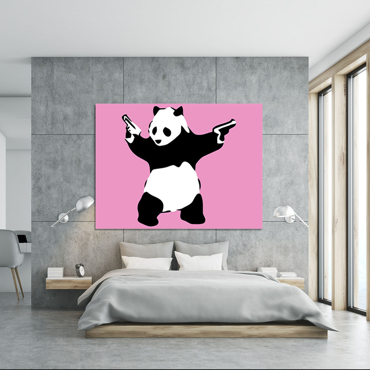 Banksy Panda Pink Canvas Print or Poster - Canvas Art Rocks - 5