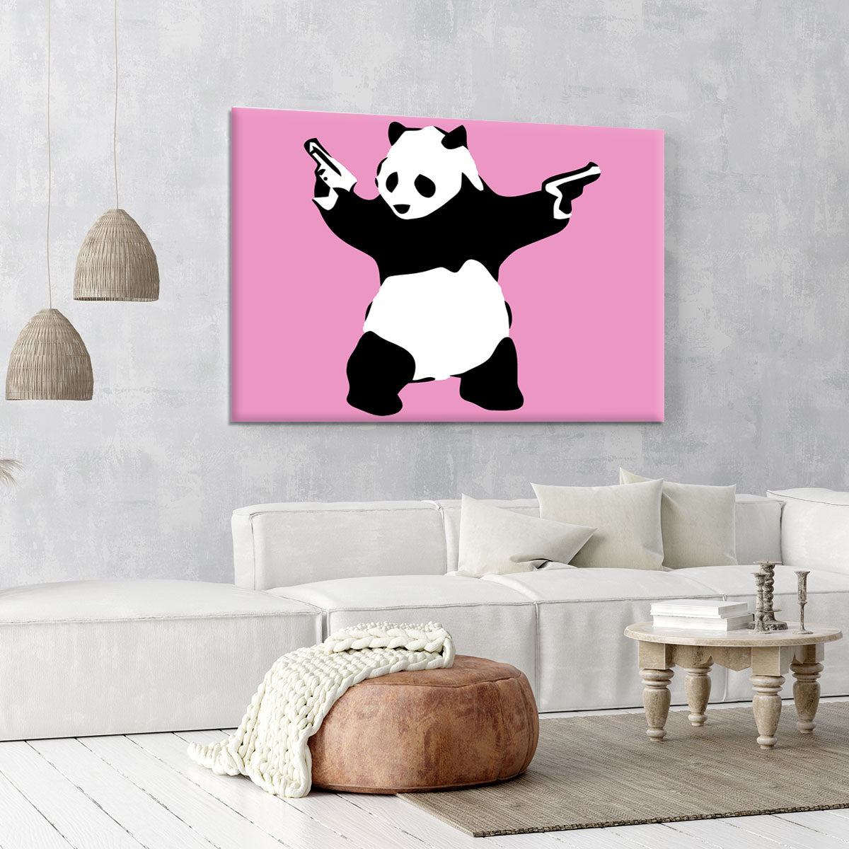 Banksy Panda Pink Canvas Print or Poster - Canvas Art Rocks - 6