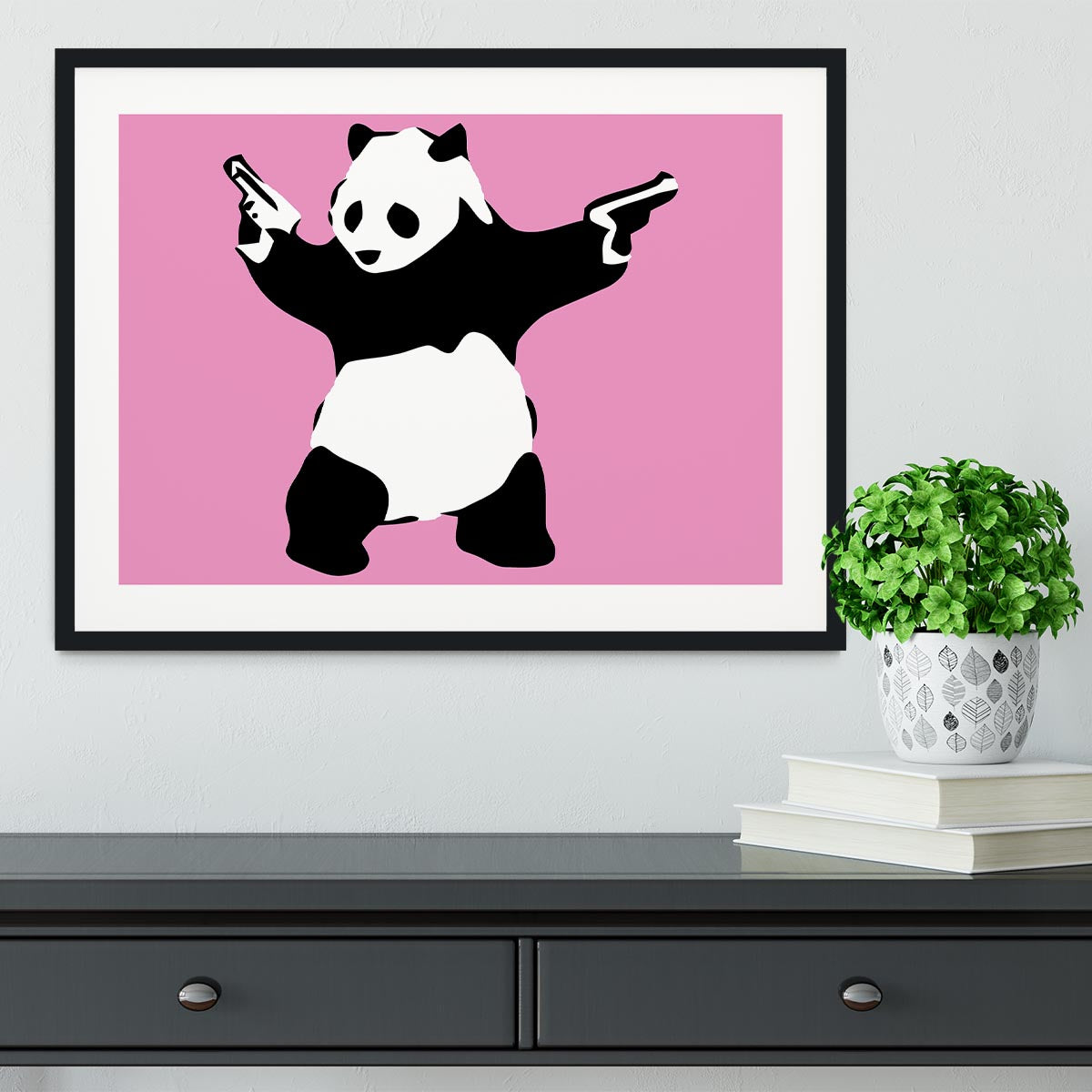 Banksy Panda Pink Framed Print - Canvas Art Rocks - 1