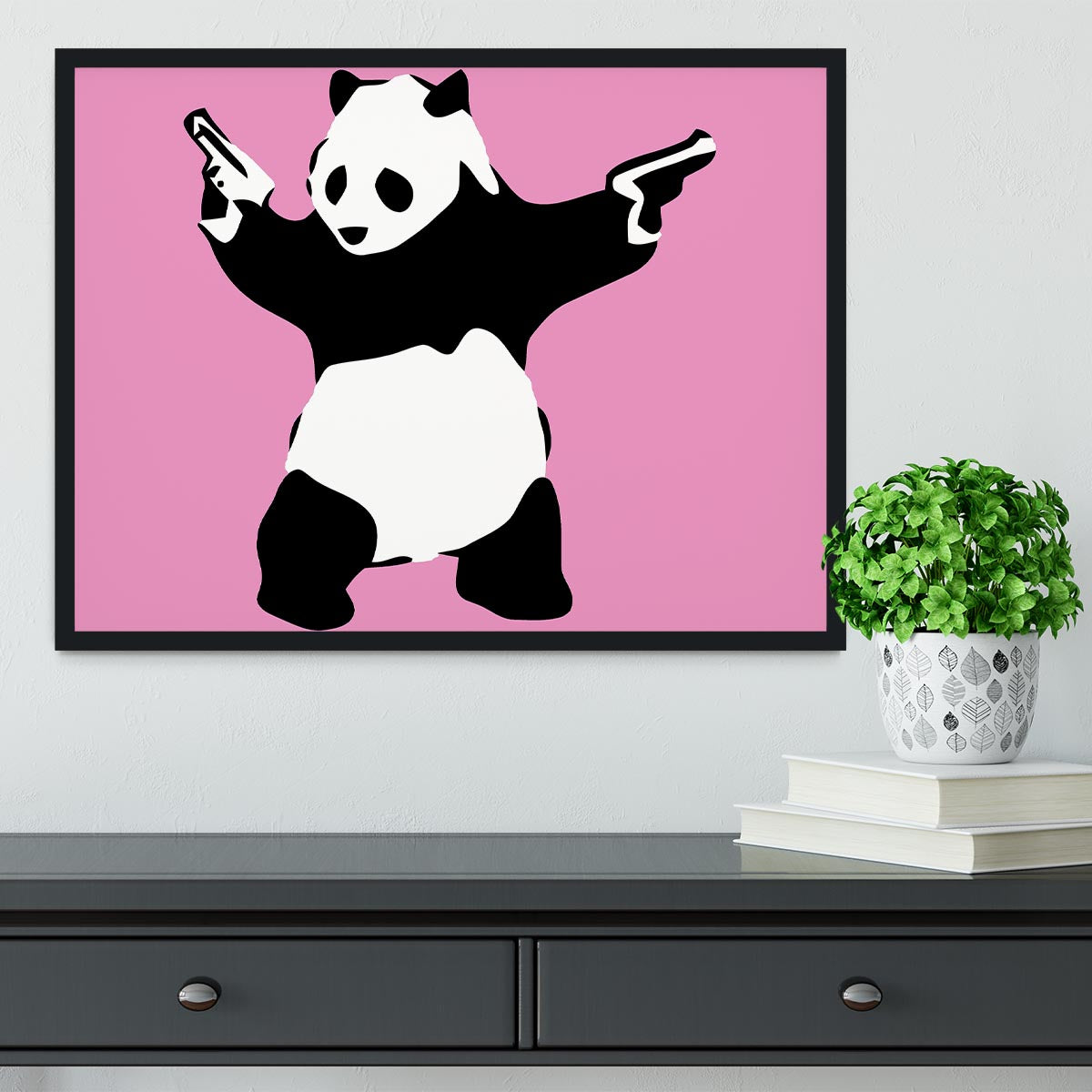 Banksy Panda Pink Framed Print - Canvas Art Rocks - 2