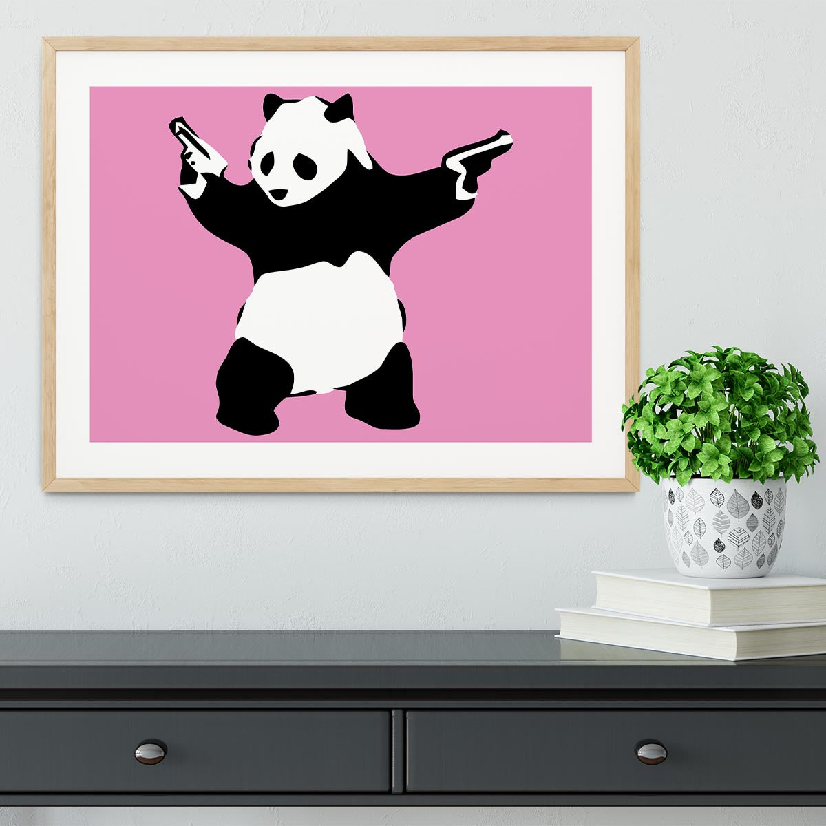 Banksy Panda Pink Framed Print - Canvas Art Rocks - 3
