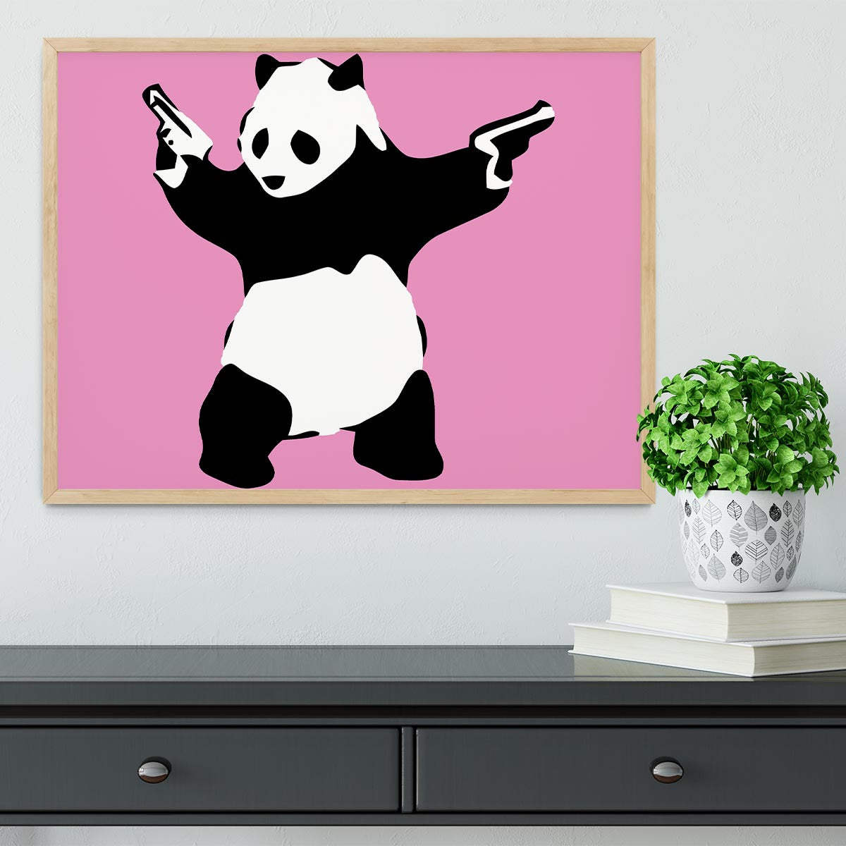 Banksy Panda Pink Framed Print - Canvas Art Rocks - 4