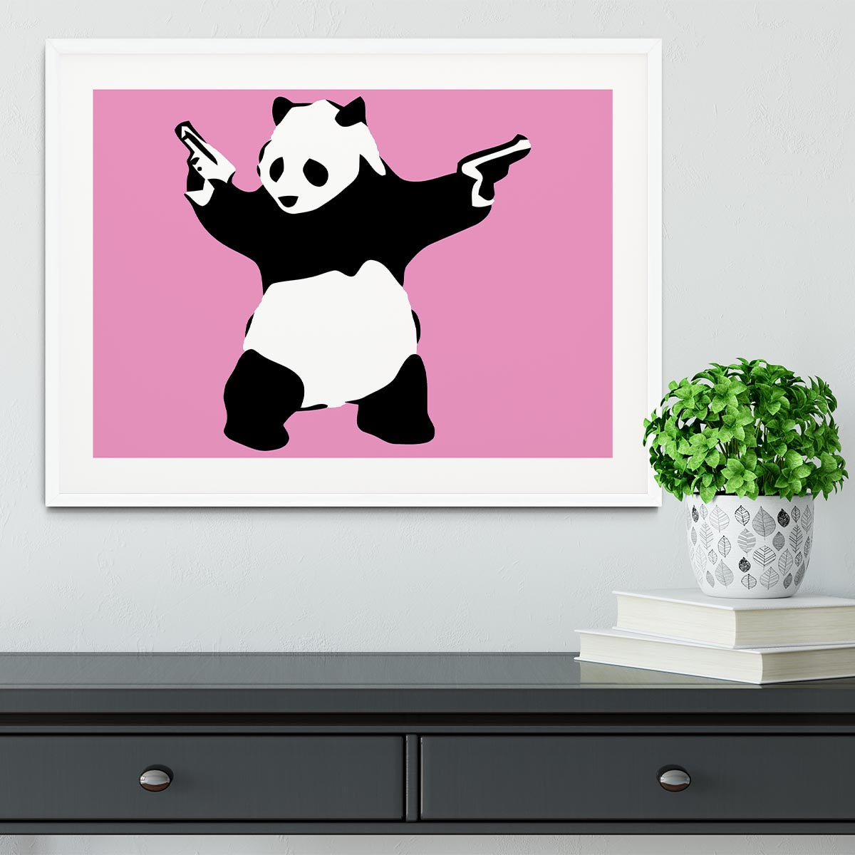 Banksy Panda Pink Framed Print - Canvas Art Rocks - 5