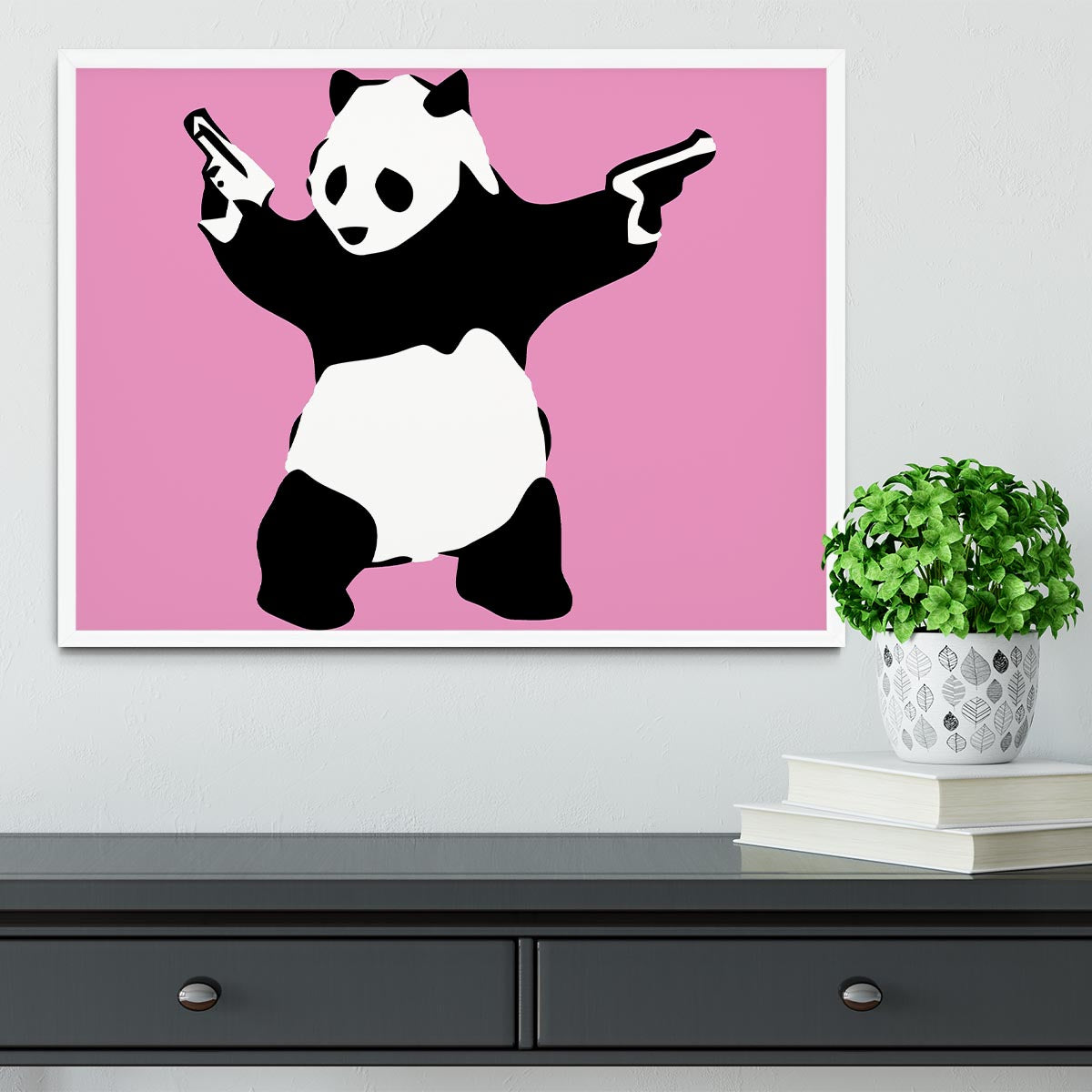 Banksy Panda Pink Framed Print - Canvas Art Rocks -6