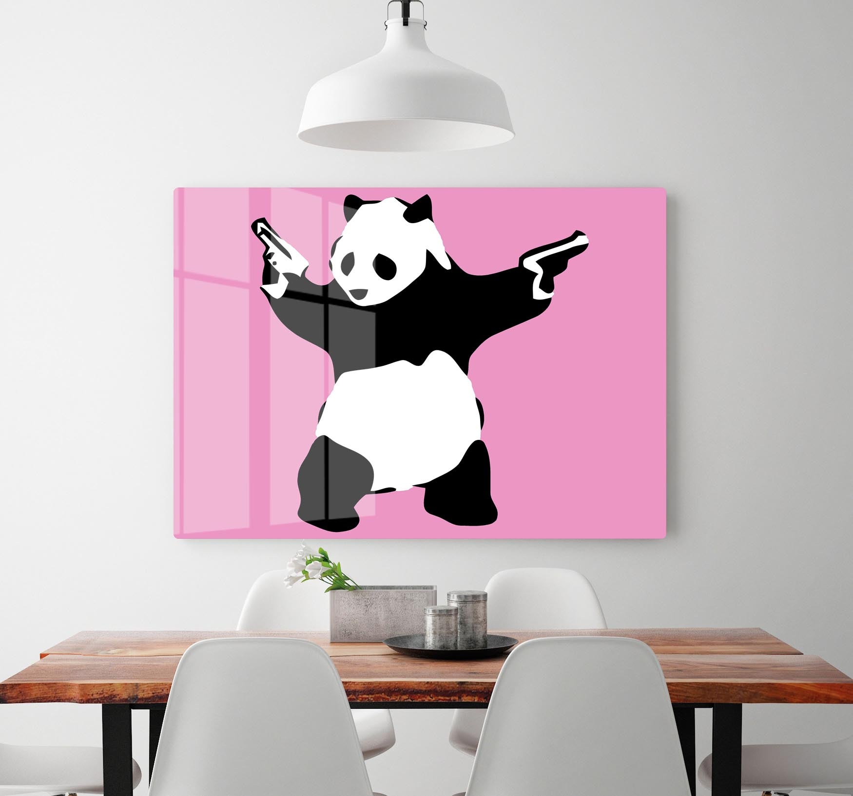 Banksy Panda Pink Acrylic Block - Canvas Art Rocks - 2