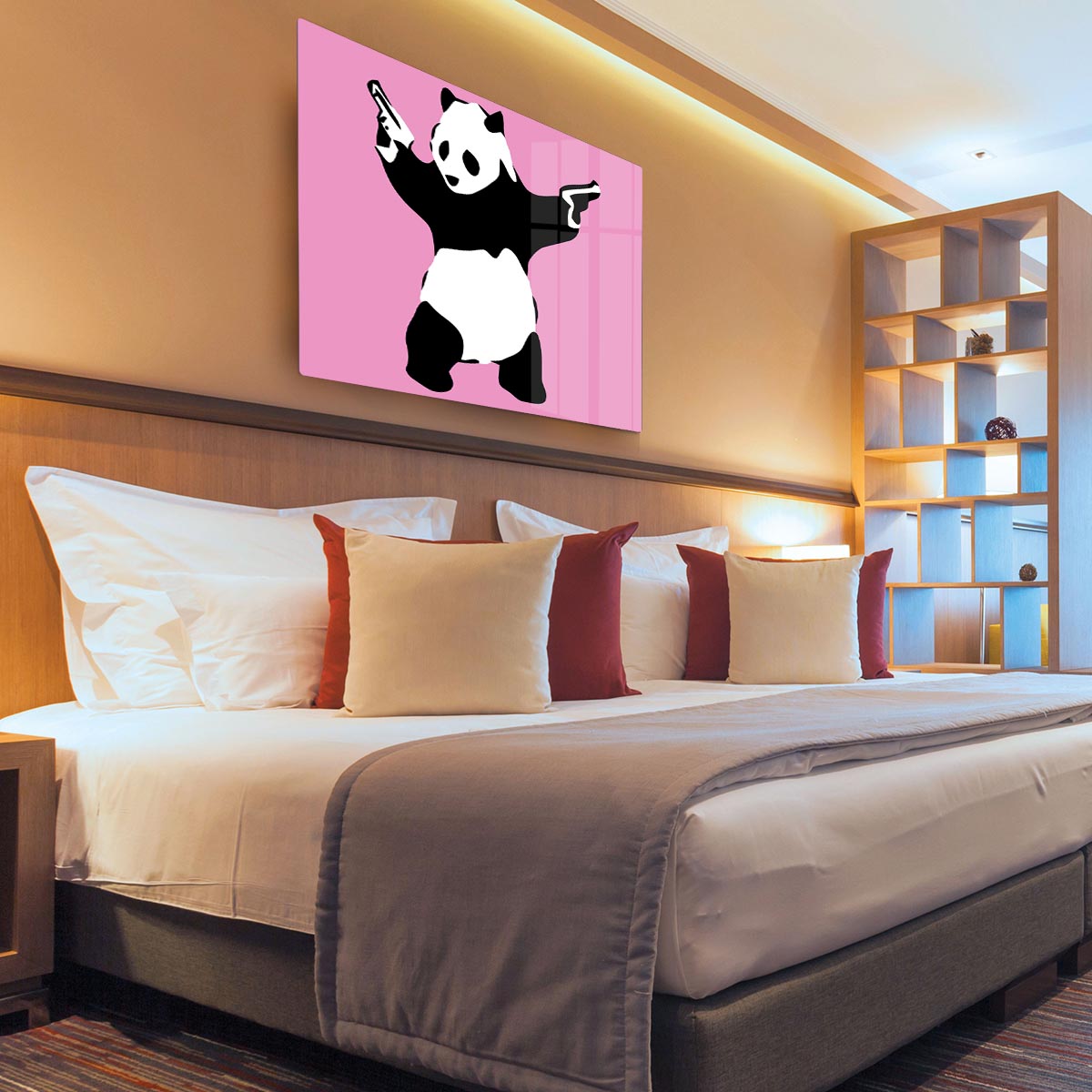 Banksy Panda Pink Acrylic Block - Canvas Art Rocks - 3