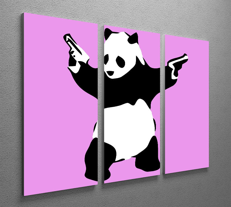 Banksy Panda Purple 3 Split Panel Canvas Print - Canvas Art Rocks - 2