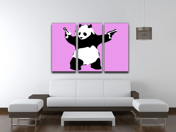 Banksy Panda Purple 3 Split Panel Canvas Print - Canvas Art Rocks - 3