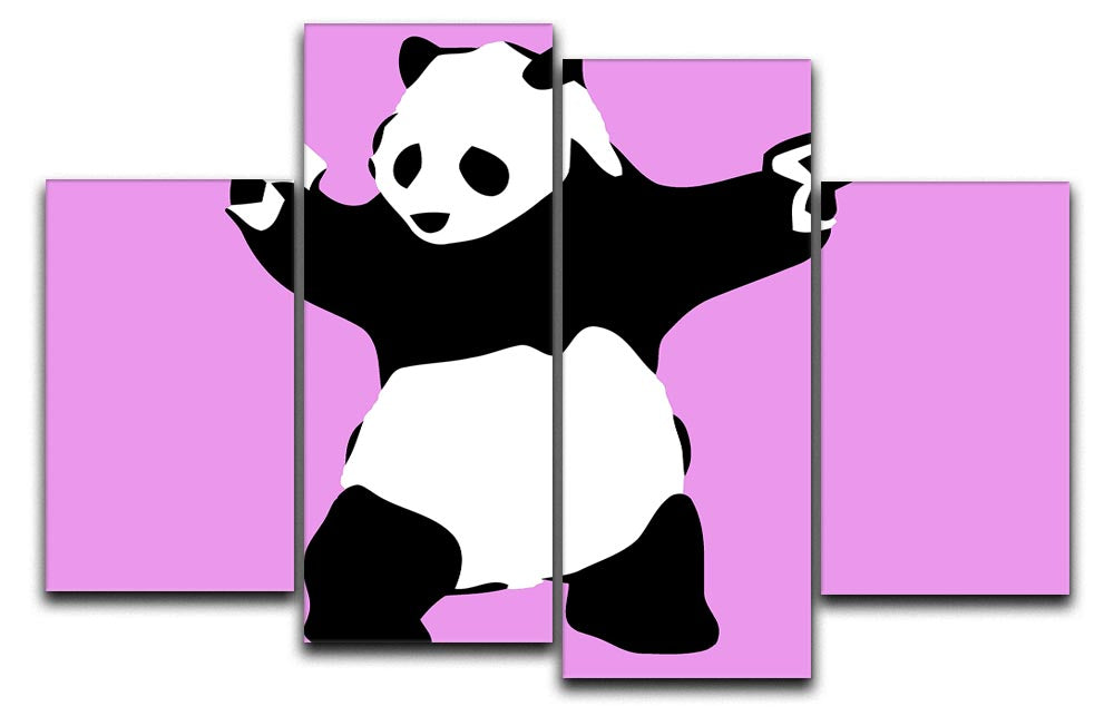 Banksy Panda Purple 4 Split Panel Canvas - Canvas Art Rocks - 1