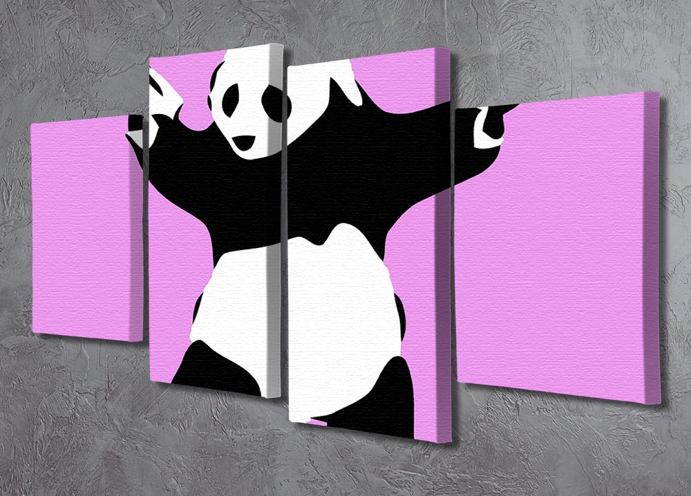Banksy Panda Purple 4 Split Panel Canvas - Canvas Art Rocks - 2