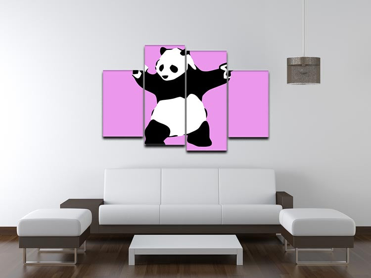 Banksy Panda Purple 4 Split Panel Canvas - Canvas Art Rocks - 3