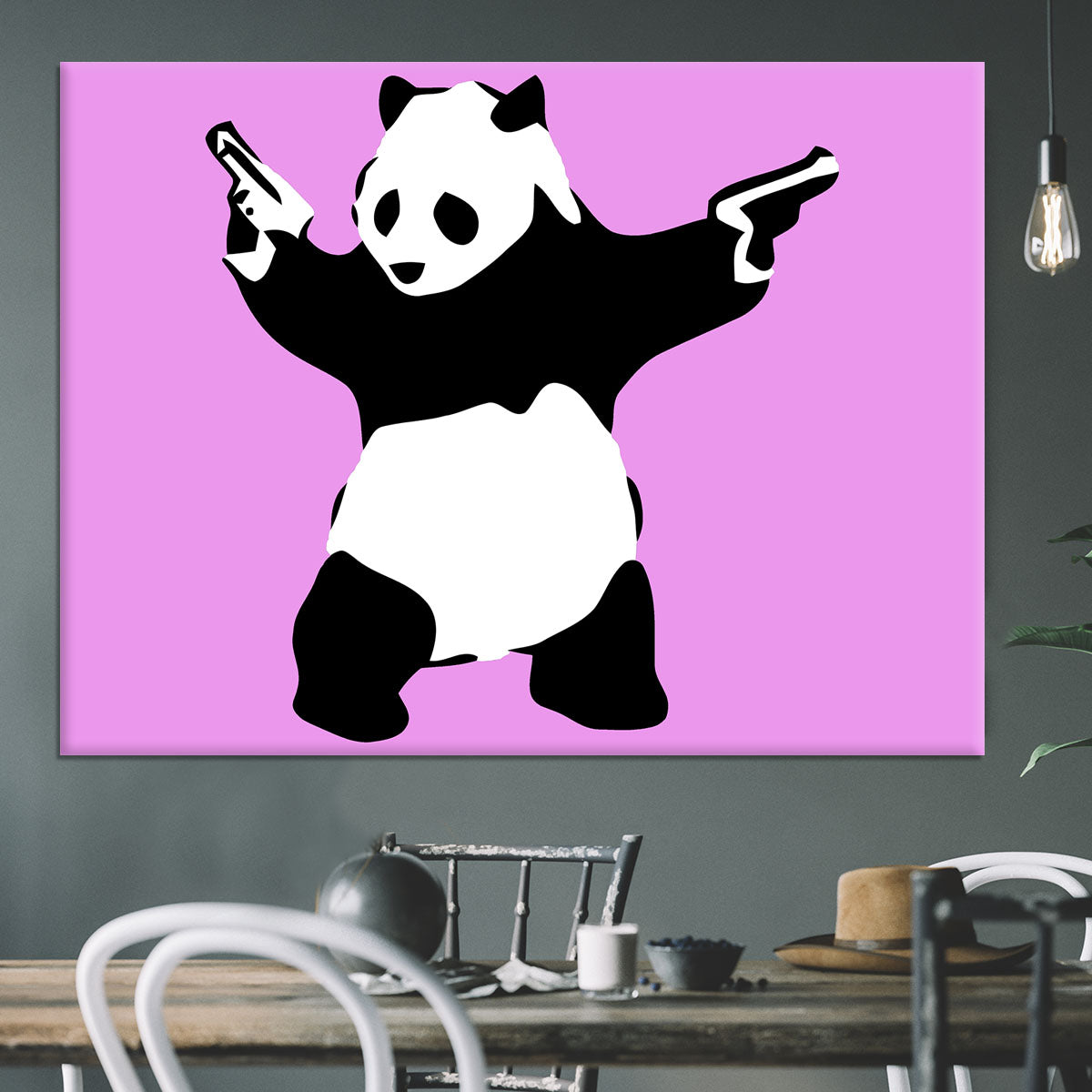 Banksy Panda Purple Canvas Print or Poster - Canvas Art Rocks - 3