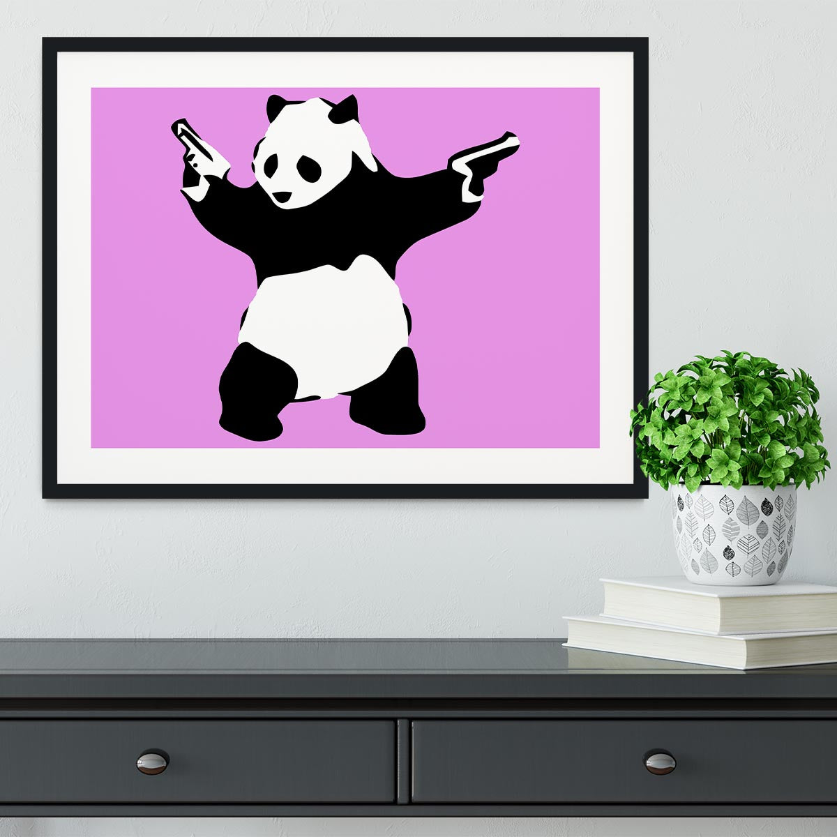 Banksy Panda Purple Framed Print - Canvas Art Rocks - 1