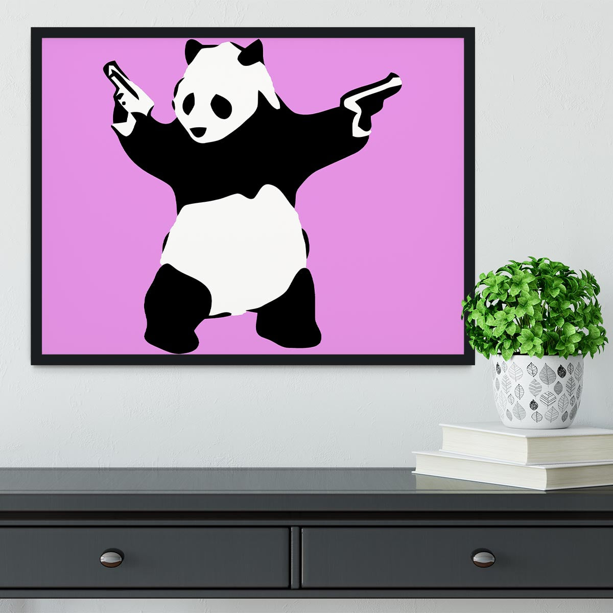 Banksy Panda Purple Framed Print - Canvas Art Rocks - 2