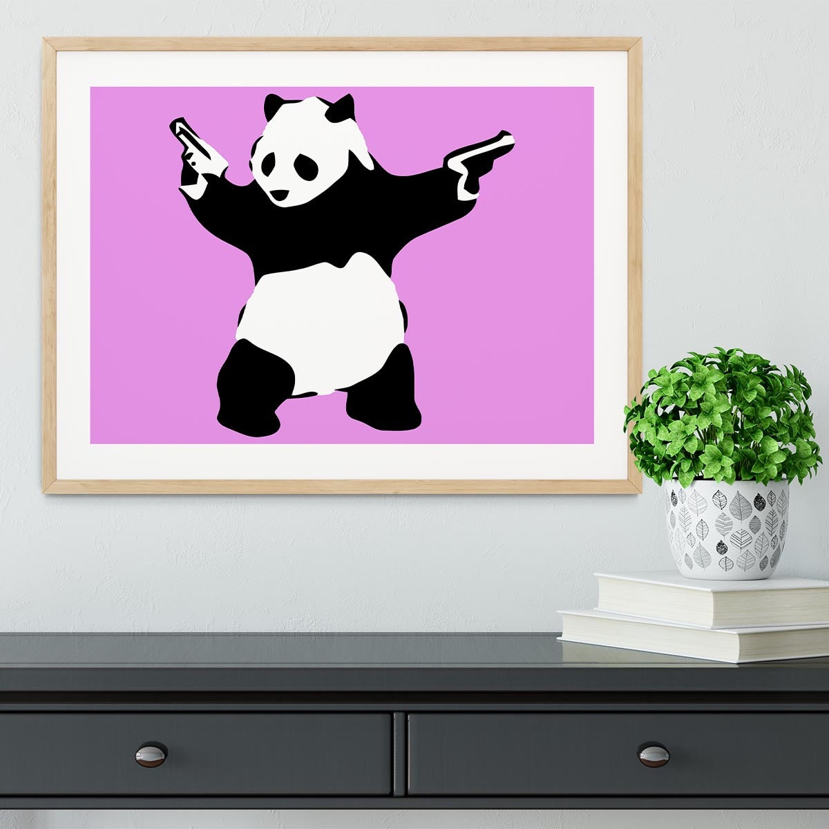 Banksy Panda Purple Framed Print - Canvas Art Rocks - 3