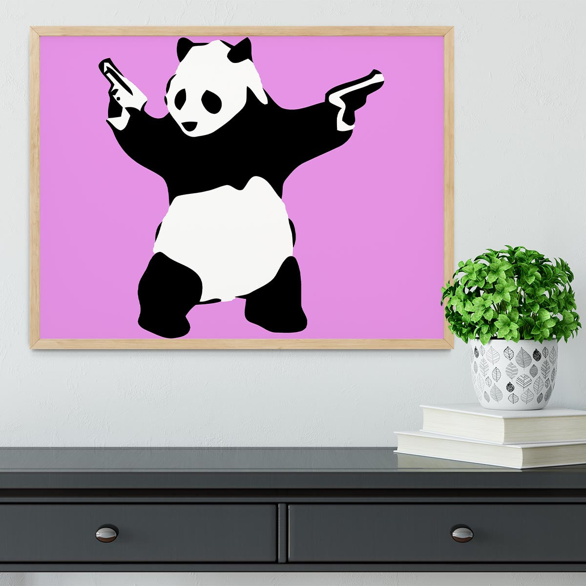 Banksy Panda Purple Framed Print - Canvas Art Rocks - 4