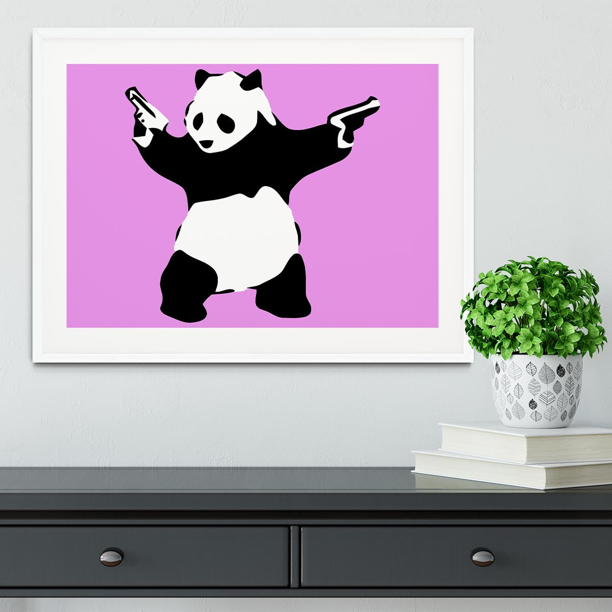 Banksy Panda Purple Framed Print - Canvas Art Rocks - 5