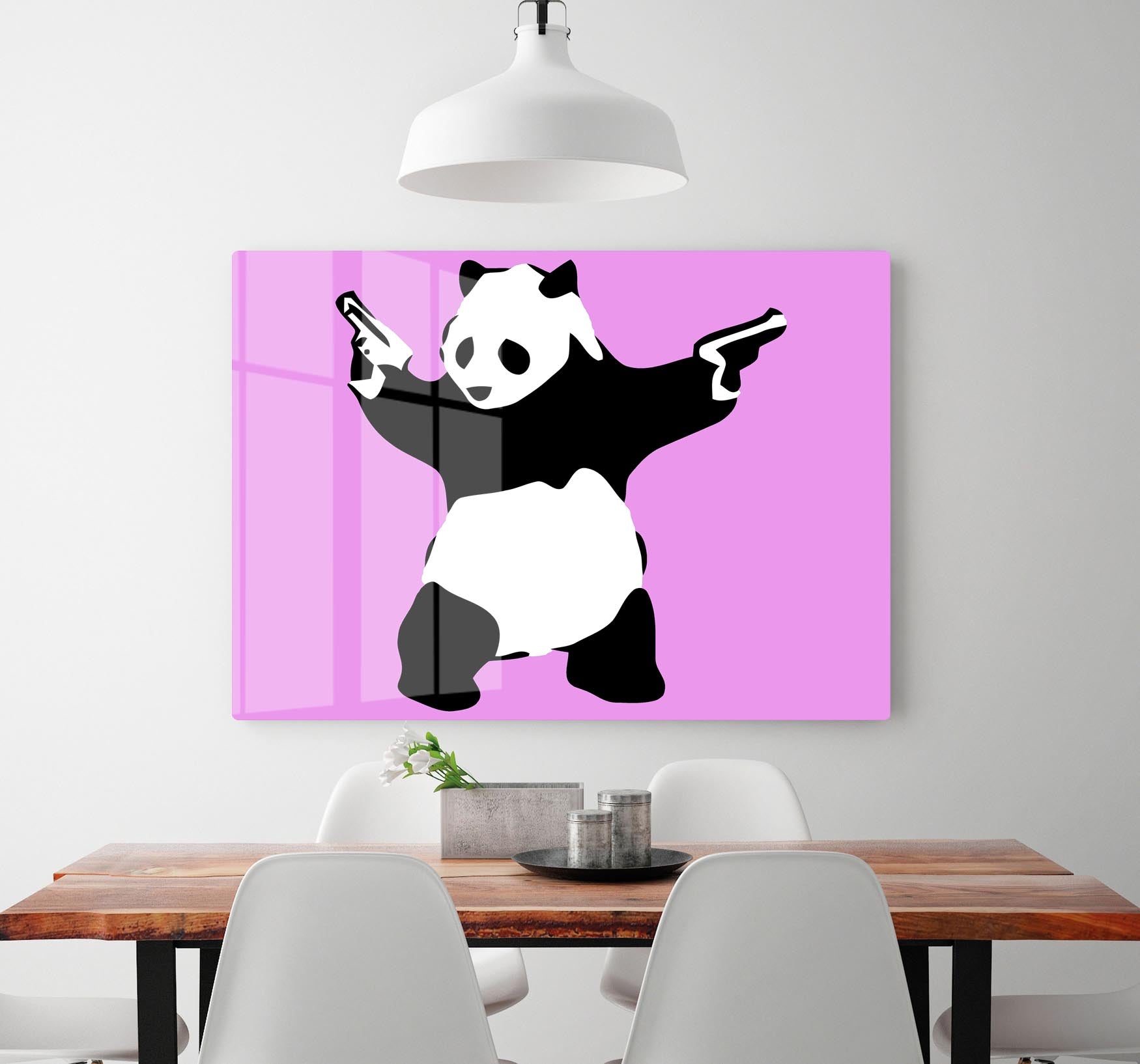 Banksy Panda Purple Acrylic Block - Canvas Art Rocks - 2