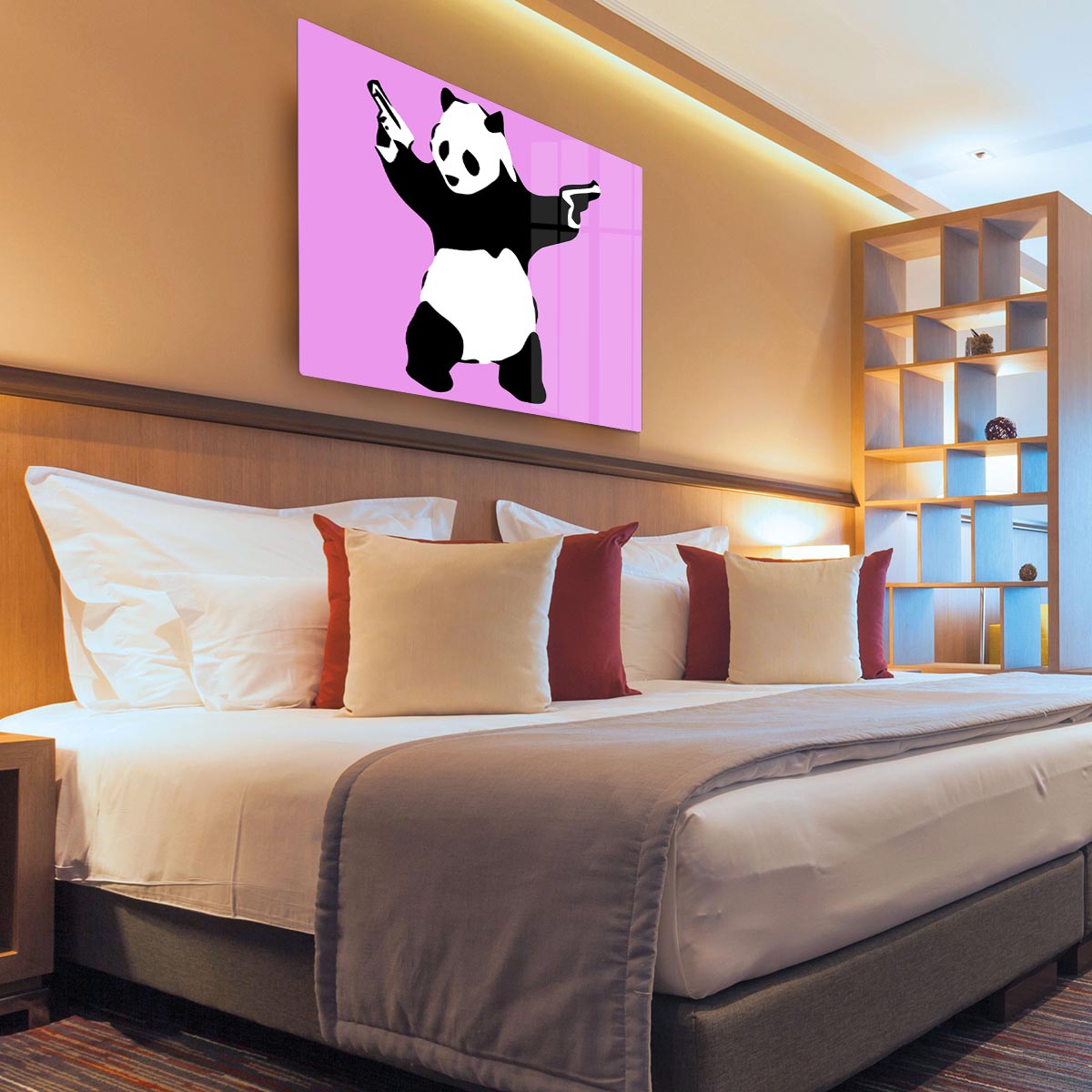 Banksy Panda Purple Acrylic Block - Canvas Art Rocks - 3