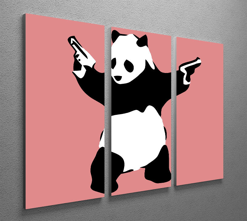 Banksy Panda Red 3 Split Panel Canvas Print - Canvas Art Rocks - 2
