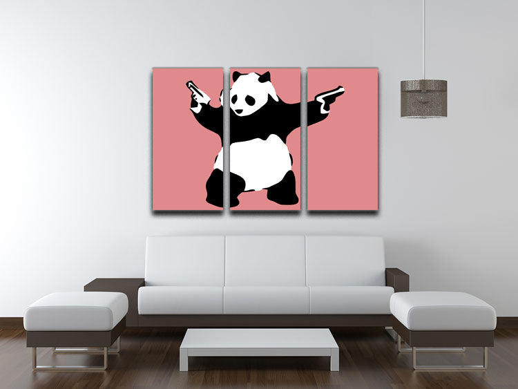 Banksy Panda Red 3 Split Panel Canvas Print - Canvas Art Rocks - 3