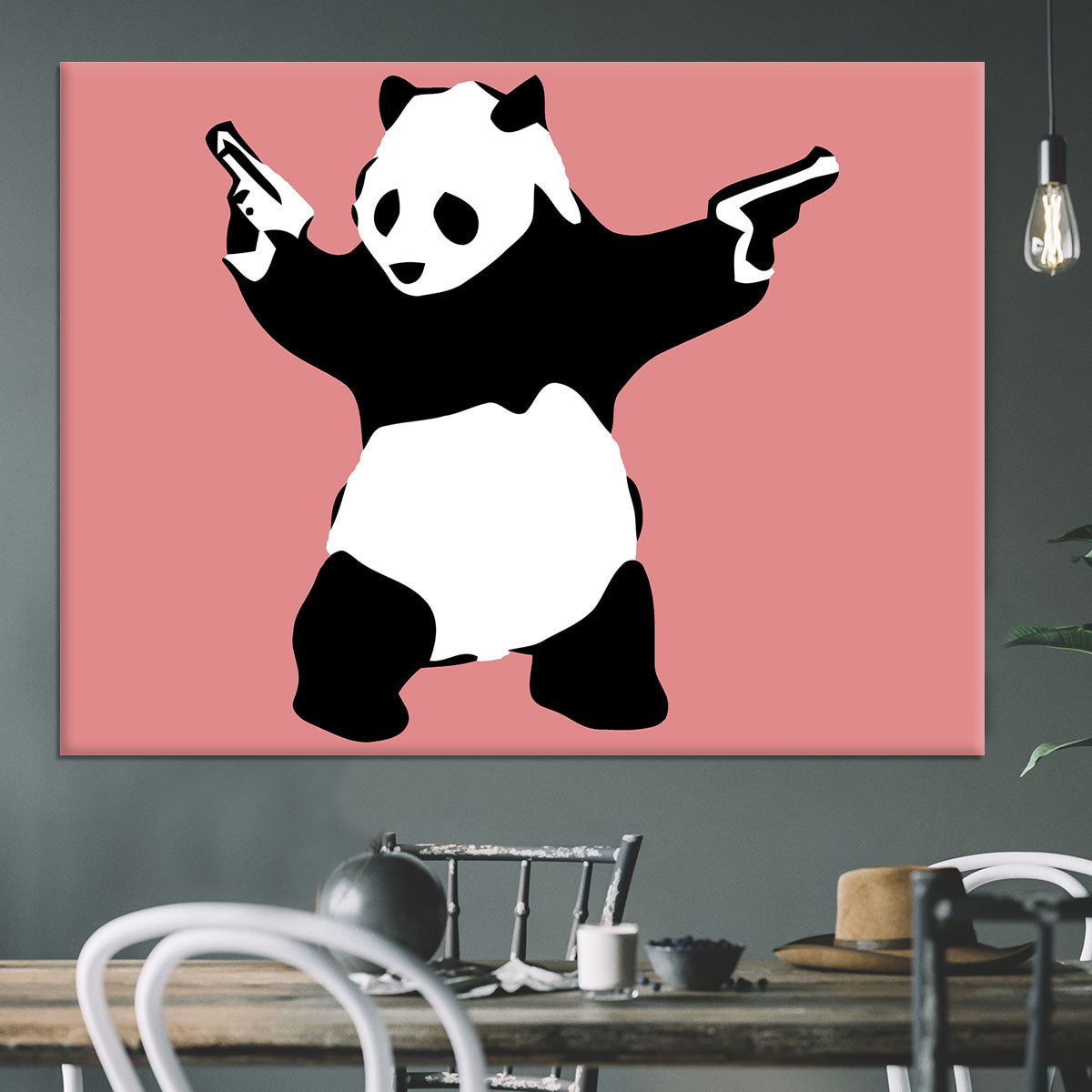 Banksy Panda Red Canvas Print or Poster - Canvas Art Rocks - 3