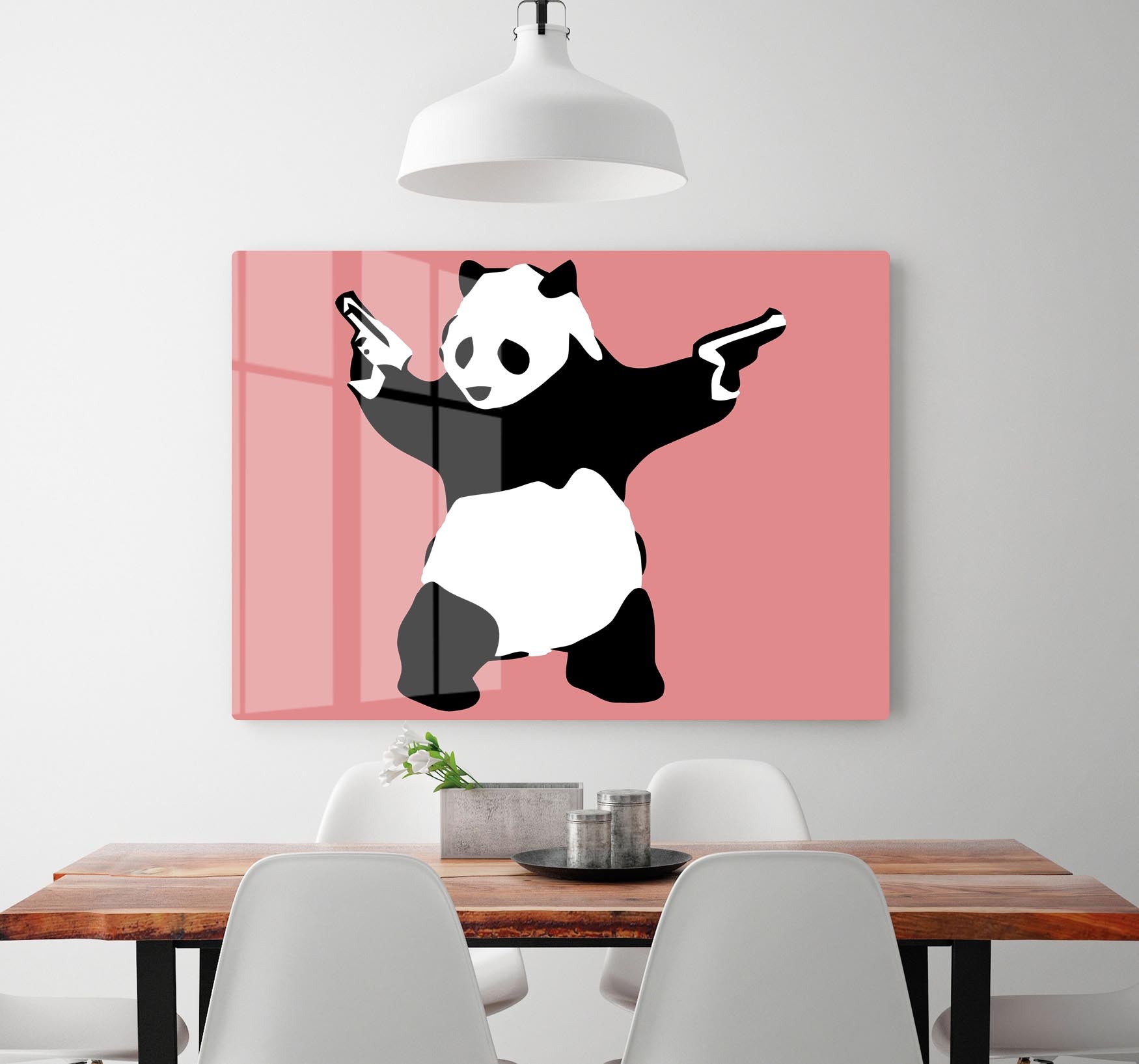 Banksy Panda Red Acrylic Block - Canvas Art Rocks - 2