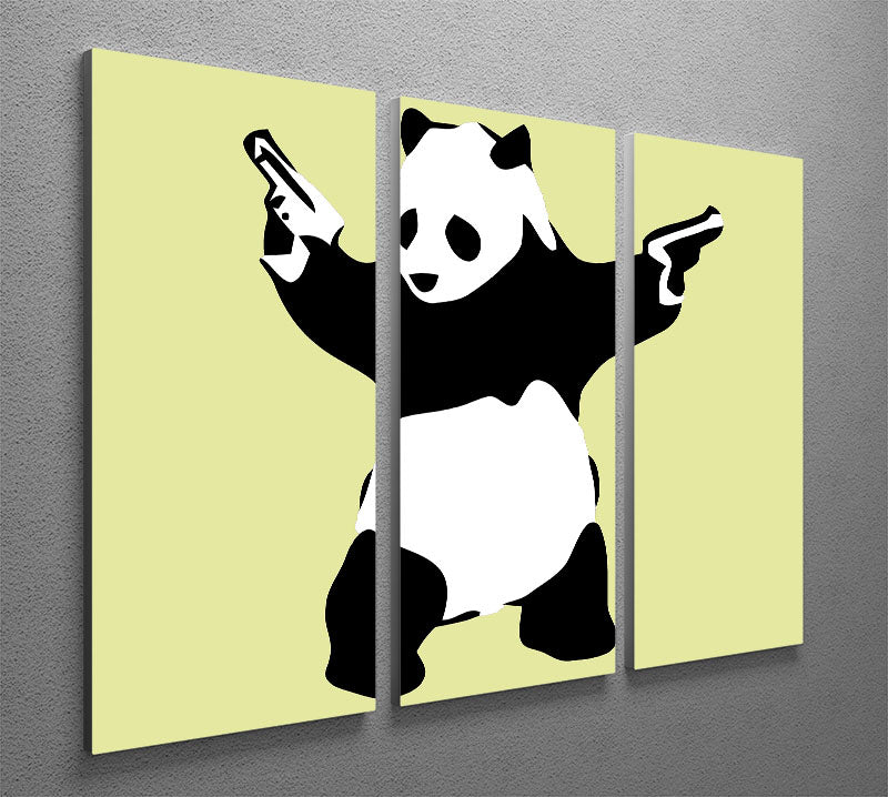 Banksy Panda Yellow 3 Split Panel Canvas Print - Canvas Art Rocks - 2