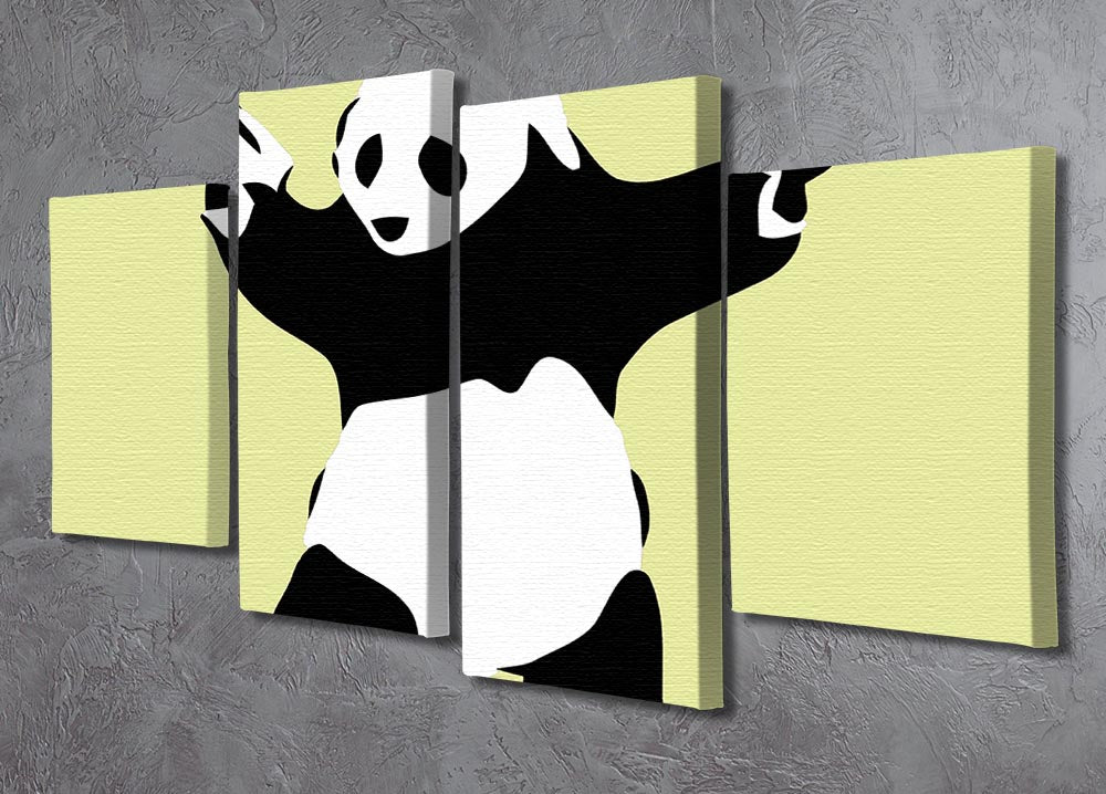 Banksy Panda Yellow 4 Split Panel Canvas - Canvas Art Rocks - 2